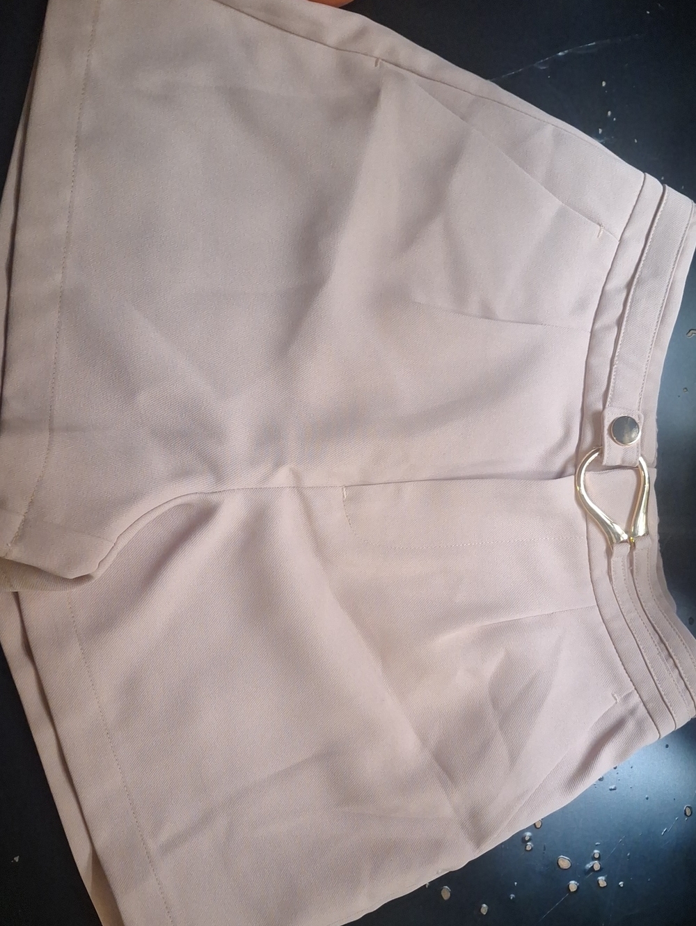 MOTF Shorts Cream High-Waist Belted with Gold Ring NWT Size S - Picture 2 of 8